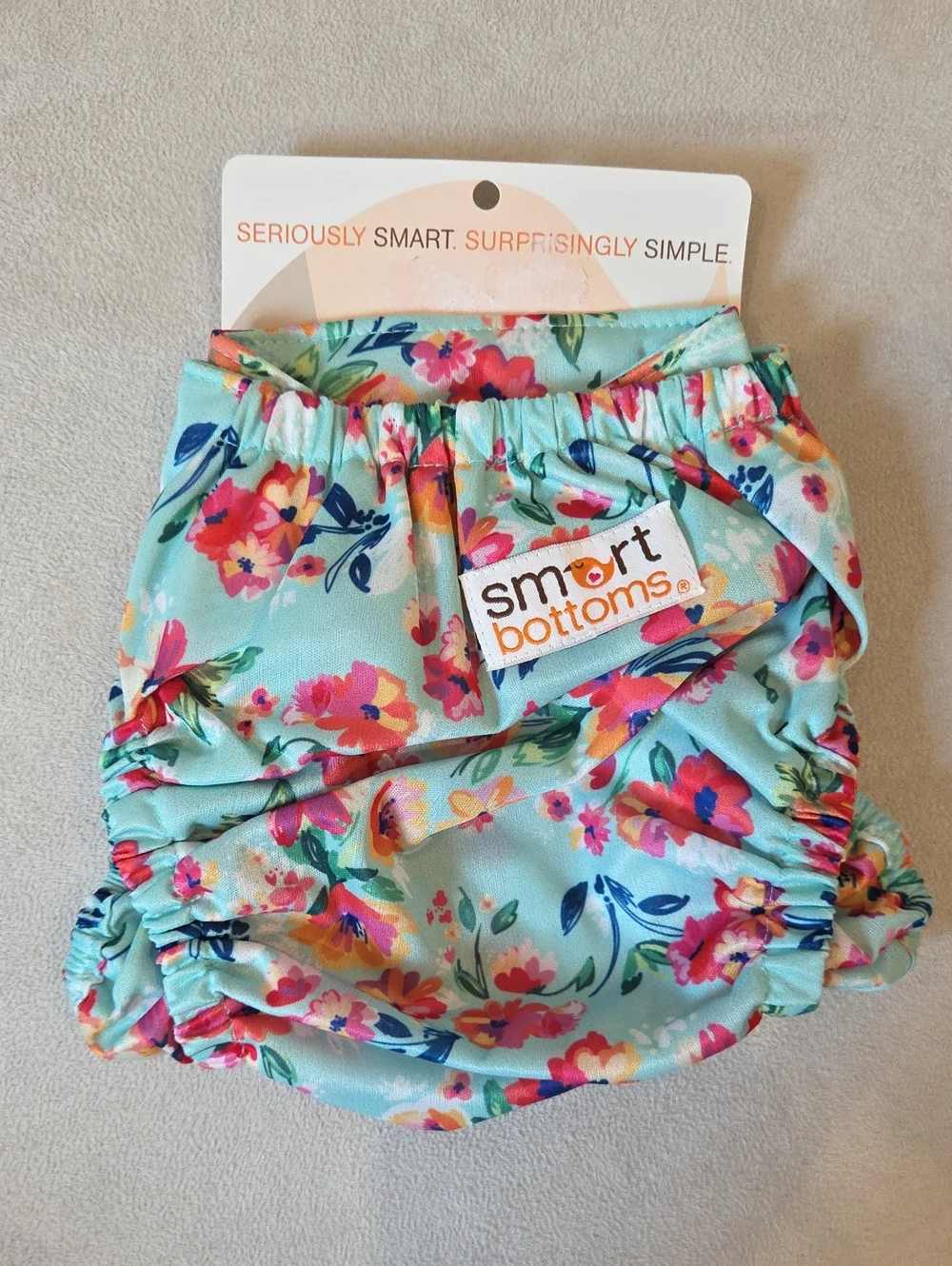 Smart Bottoms Floral Reusable Baby Diaper Cover - One Size (10lb-35lbs+)